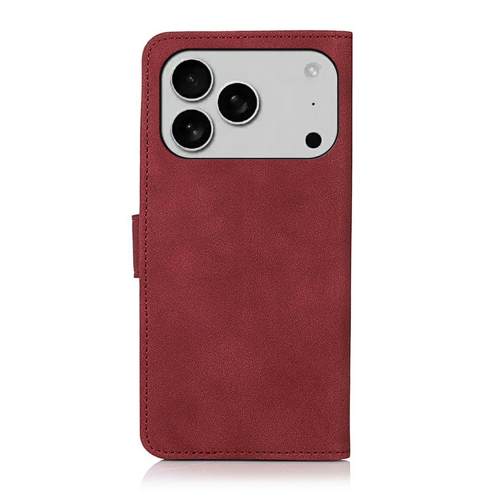 KHAZNEH For iPhone 17 Pro Max Case PU Leather Wallet Stand Phone Cover - Red