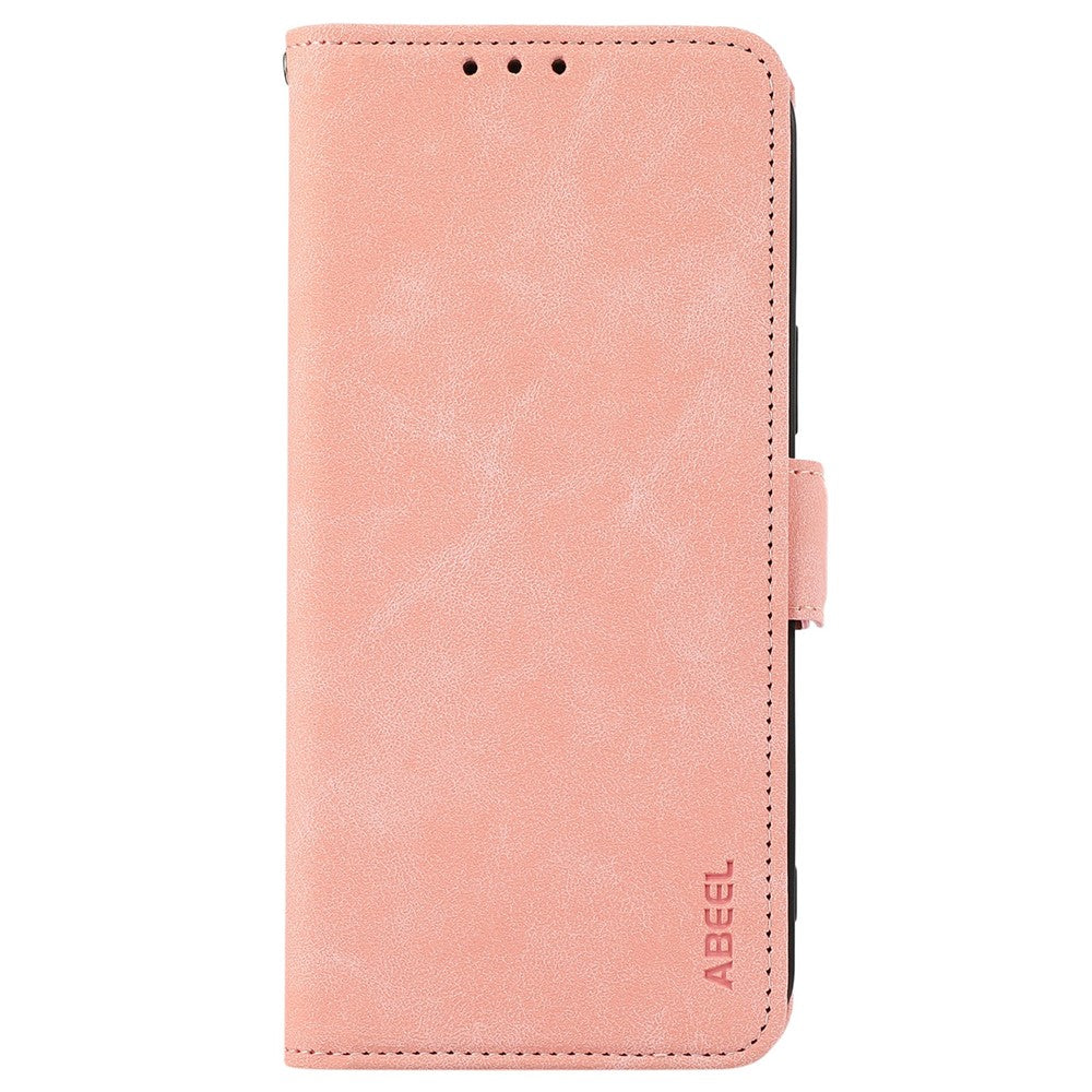 ABEEL For iPhone 17 Pro Max Case PU Leather Folio Stand View RFID Blocking Phone Cover - Pink