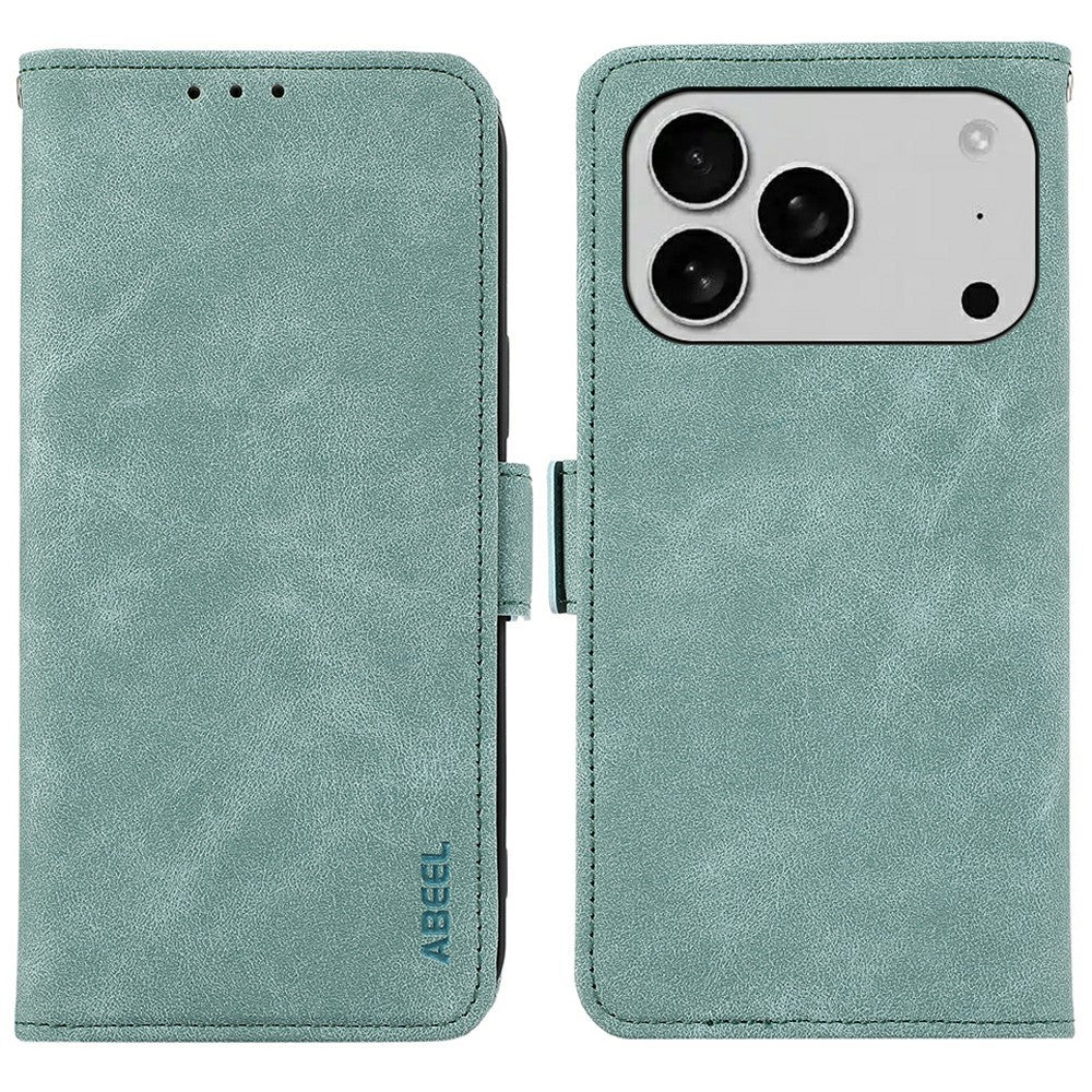 ABEEL For iPhone 17 Pro Max Case PU Leather Folio Stand View RFID Blocking Phone Cover - Baby Blue