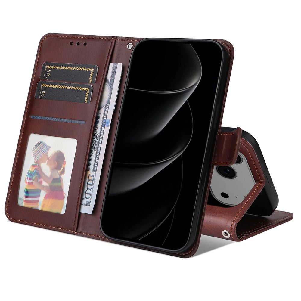 For iPhone 17 Pro Max Case Wallet PU Leather Folio Flip Phone Cover - Brown