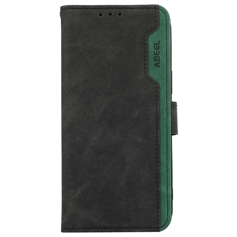ABEEL For iPhone 17 Pro Max Case Color Splicing Leather Flip Phone Cover RFID Blocking - Black