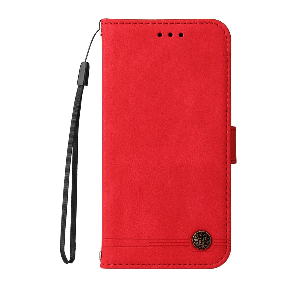 For iPhone 17 Pro Max Leather Wallet Cases Skin Touch Phone Cover Stand with Strap - Red
