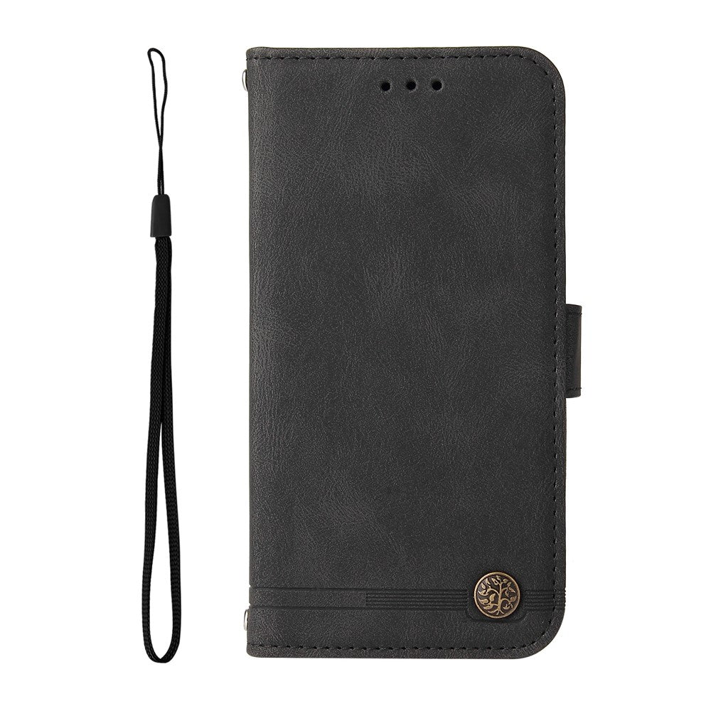 For iPhone 17 Pro Max Leather Wallet Cases Skin Touch Phone Cover Stand with Strap - Black