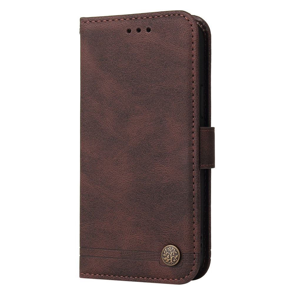 For iPhone 17 Pro Max Leather Wallet Cases Skin Touch Phone Cover Stand with Strap - Brown