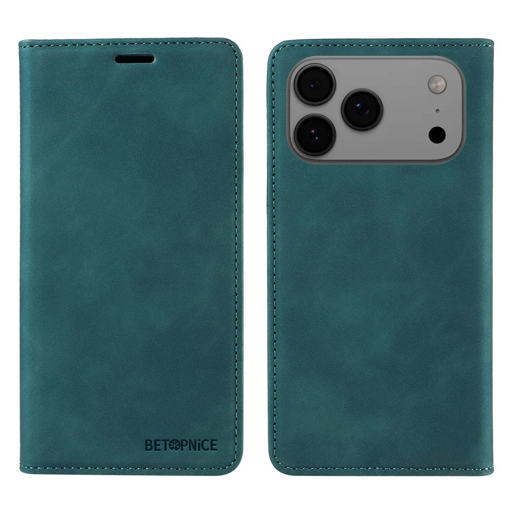 For iPhone 17 Pro Max Case BETOPNICE Magnetic Closure RFID Blocking Wallet Stand Leather Phone Cover - Green