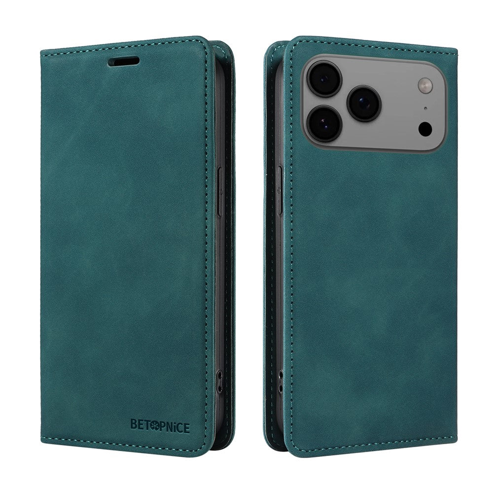 For iPhone 17 Pro Max Case BETOPNICE Magnetic Closure RFID Blocking Wallet Stand Leather Phone Cover - Green