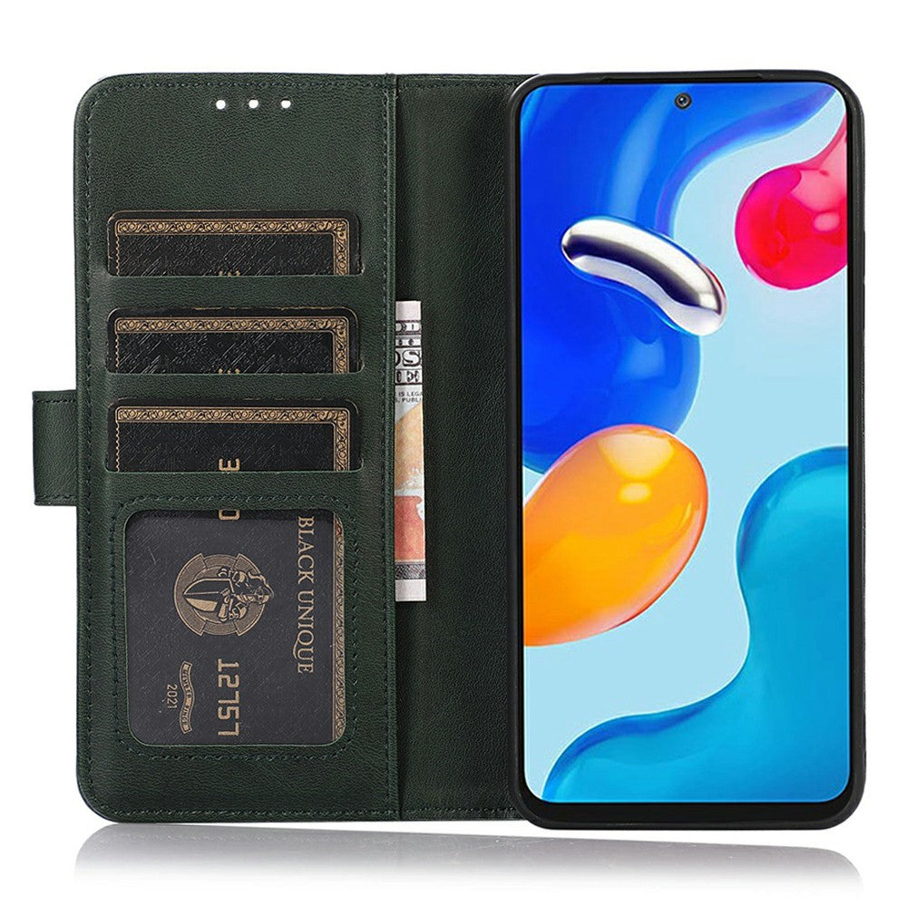 For iPhone 17 Pro Max Case Cowhide Texture Leather Wallet Phone Cover with Stand - Green