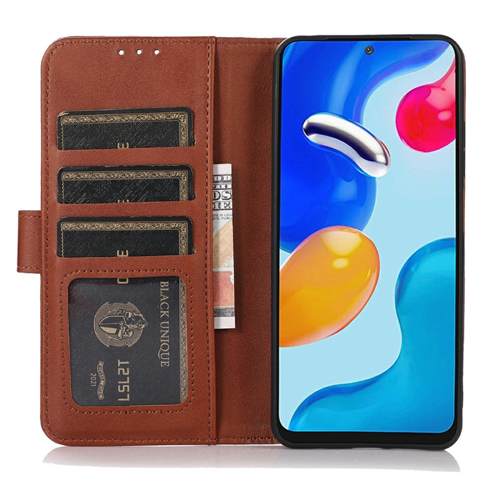 For iPhone 17 Pro Max Case Cowhide Texture Leather Wallet Phone Cover with Stand - Brown