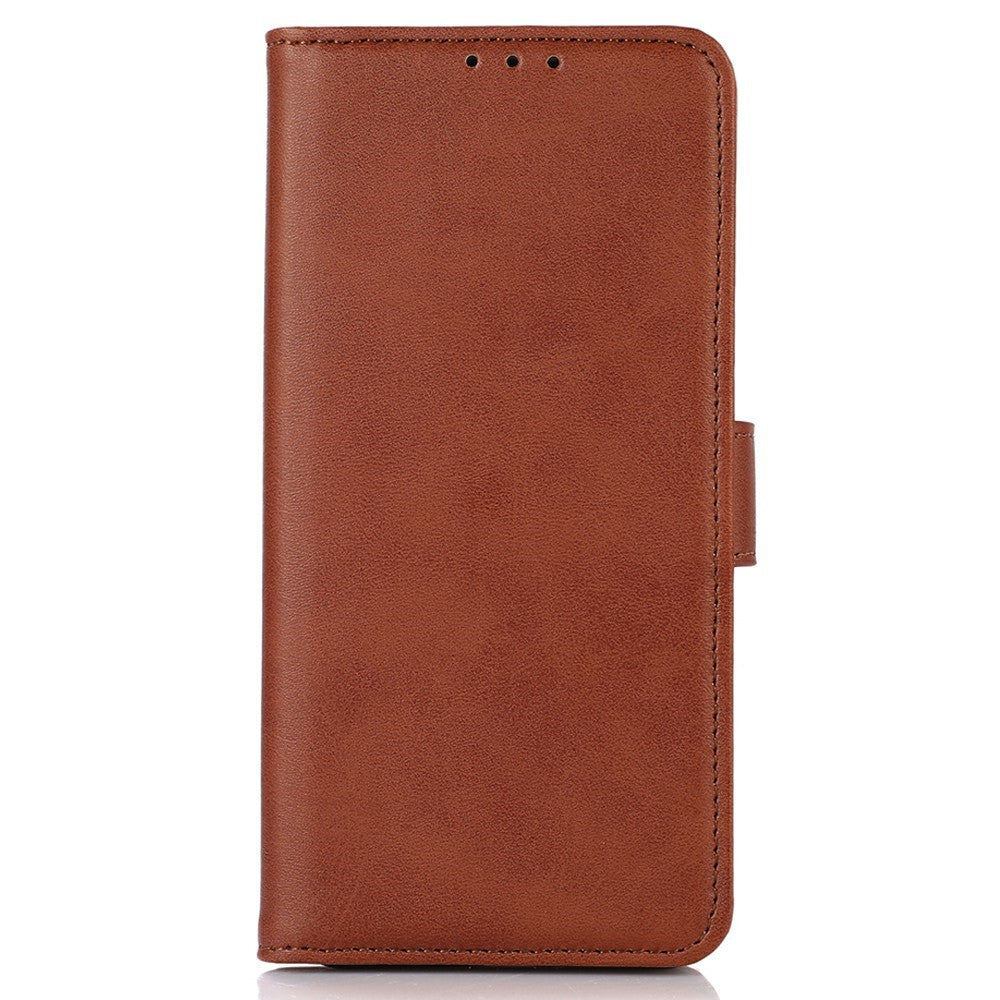 For iPhone 17 Pro Max Case Cowhide Texture Leather Wallet Phone Cover with Stand - Brown
