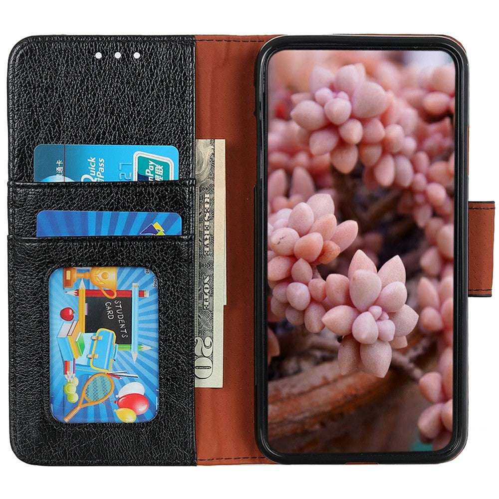 For iPhone 17 Pro Max Case Nappa Texture Split Leather Wallet Phone Cover - Black