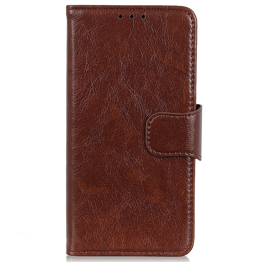 For iPhone 17 Pro Max Case Nappa Texture Split Leather Wallet Phone Cover - Brown