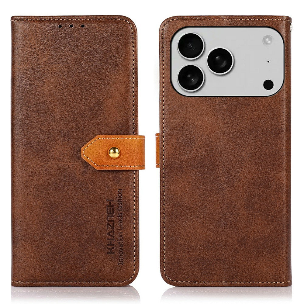 KHAZNEH For iPhone 17 Pro Max Wallet Phone Case Stand Leather Flip Cover - Brown