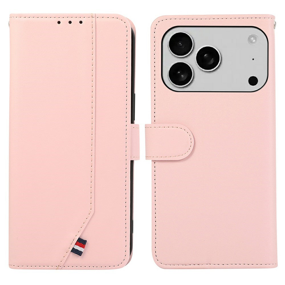 For iPhone 17 Pro Max Case RFID Blocking Flip Leather Phone Cover - Pink