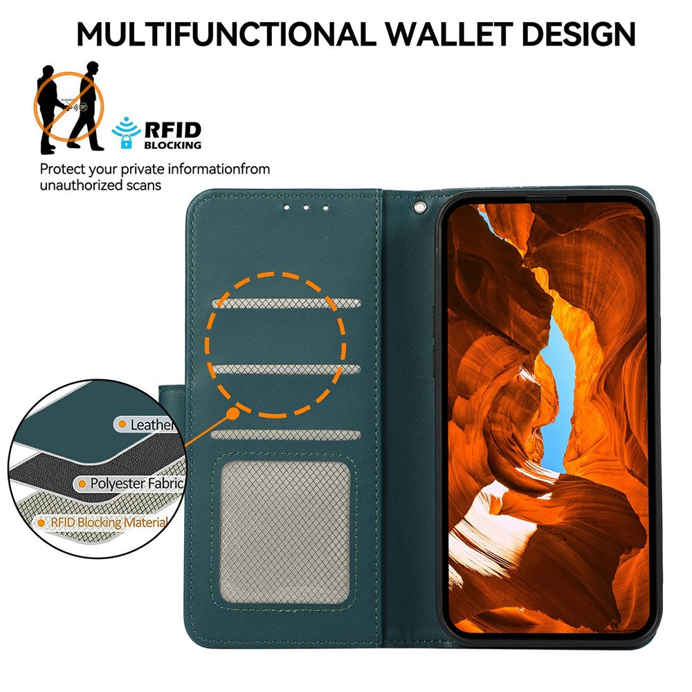 For iPhone 17 Pro Max Case RFID Blocking Flip Leather Phone Cover - Green