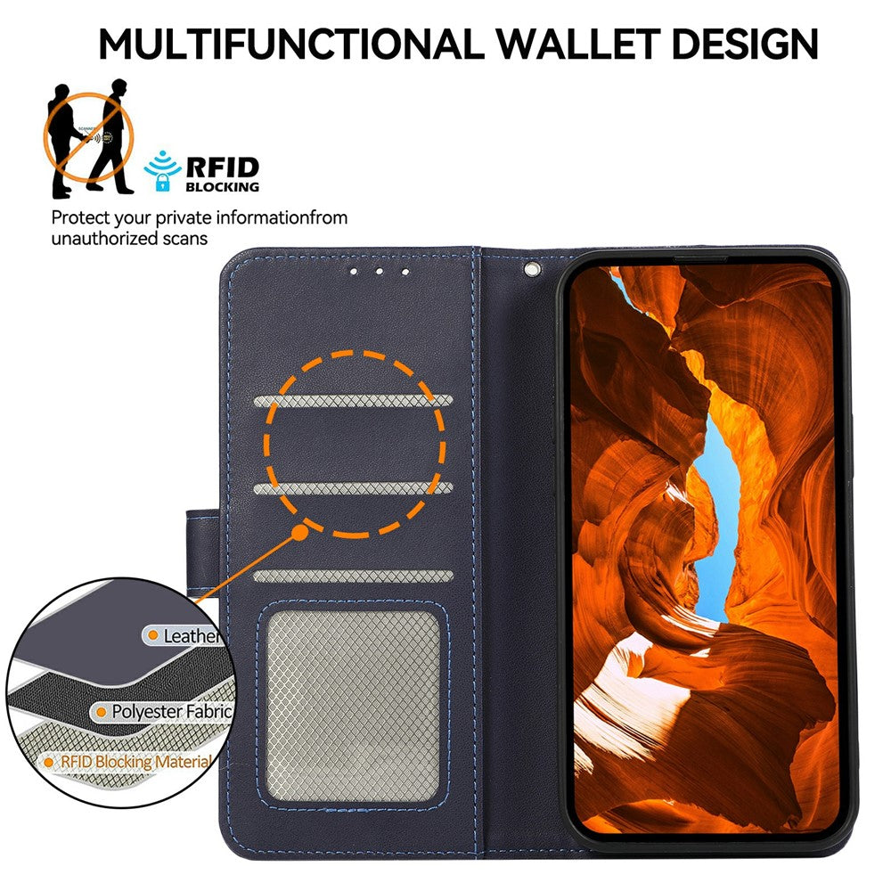 For iPhone 17 Pro Max Case RFID Blocking Flip Leather Phone Cover - Blue