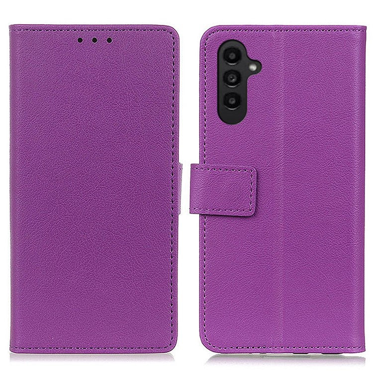 Mobile Phone Case for Samsung Galaxy A14 5G / A14 4G PU Leather Stand Wallet Magnetic Clasp Cell Phone Cover - Purple