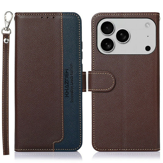 KHAZNEH For iPhone 17 Pro Max Case RFID Blocking Wallet PU Leather Phone Cover - Brown