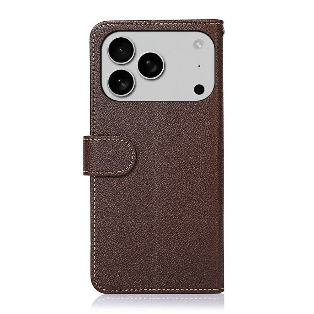 KHAZNEH For iPhone 17 Pro Max Case RFID Blocking Wallet PU Leather Phone Cover - Brown