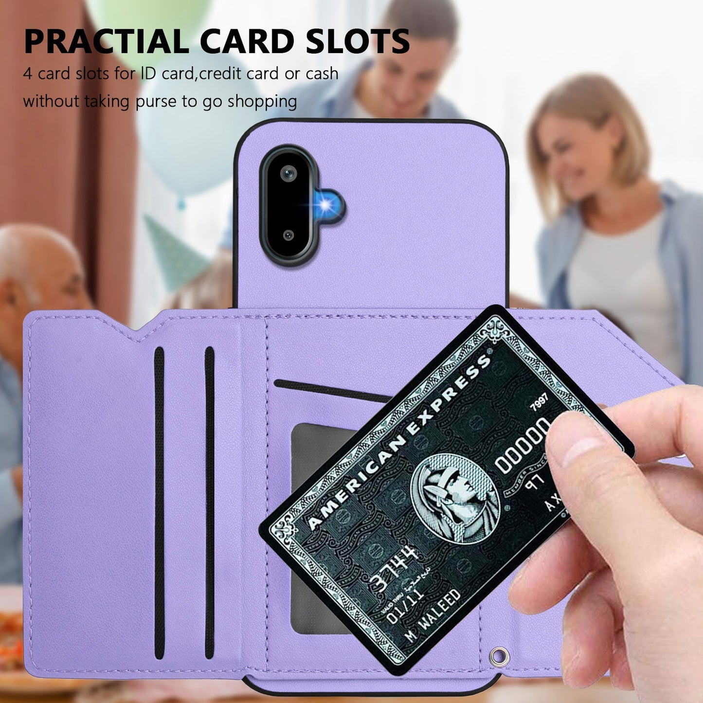 For Samsung Galaxy M06 5G / Galaxy F06 5G Case Card Holder Kickstand Skin-Touch Phone Cover with Wrist Strap - Light Purple