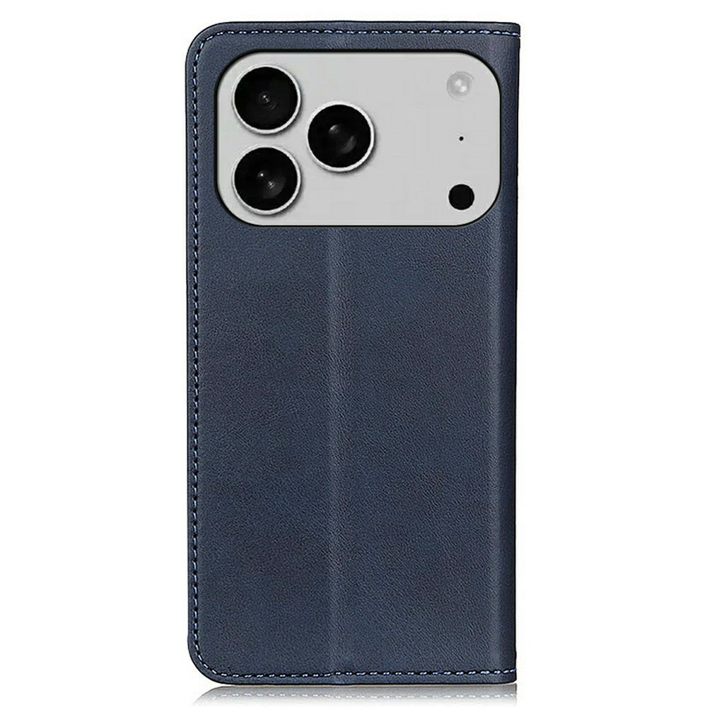 For iPhone 17 Pro Max Case Split Leather Flip Wallet Phone Cover - Blue