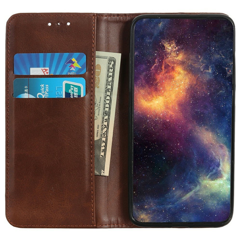 For iPhone 17 Pro Max Case Split Leather Flip Wallet Phone Cover - Coffee