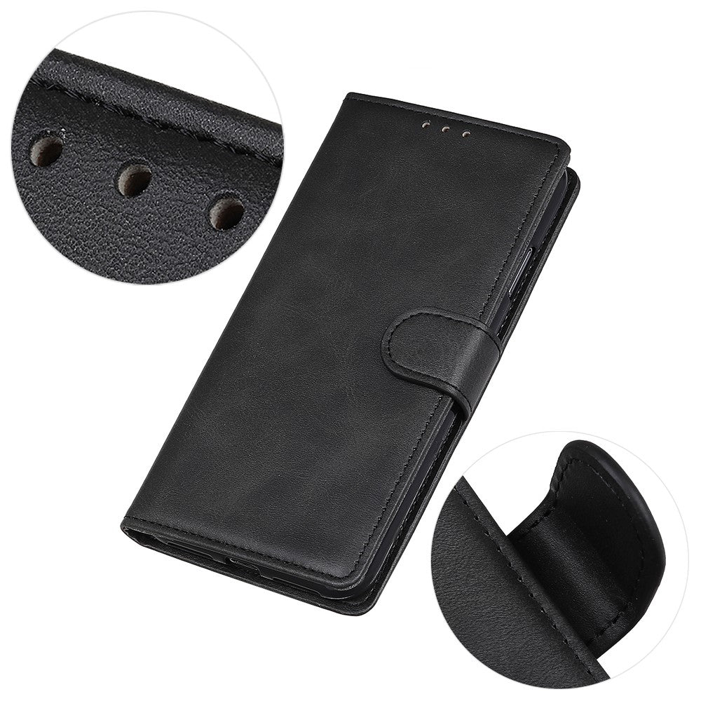 For iPhone 17 Pro Max Case Cowhide Texture Leather Wallet Stand Phone Cover - Black