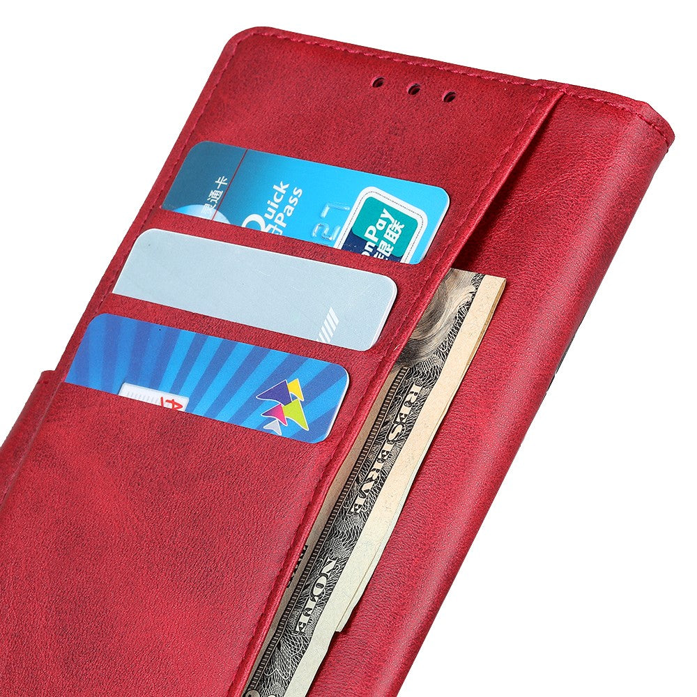 For iPhone 17 Pro Max Case Cowhide Texture Leather Wallet Stand Phone Cover - Red