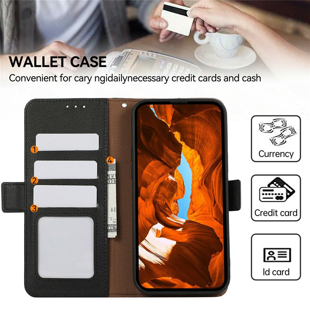 ABEEL For iPhone 17 Pro Max Case Litchi Texture Leather RFID Blocking Phone Cover - Black