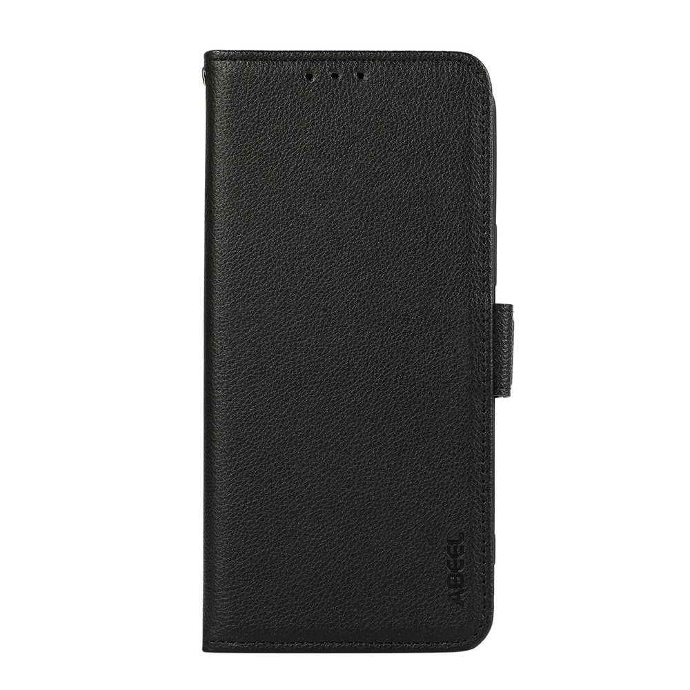 ABEEL For iPhone 17 Pro Max Case Litchi Texture Leather RFID Blocking Phone Cover - Black