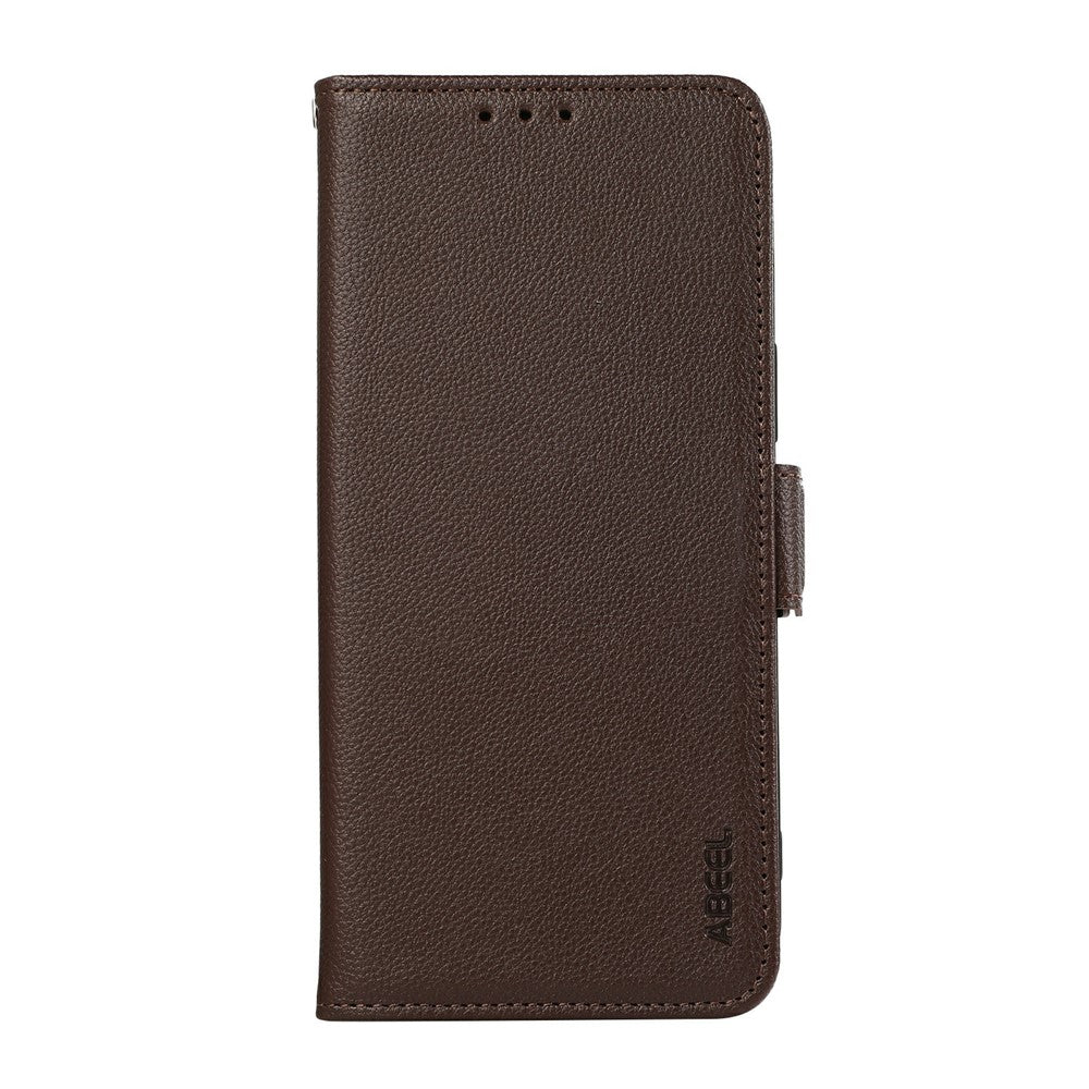 ABEEL For iPhone 17 Pro Max Case Litchi Texture Leather RFID Blocking Phone Cover - Brown