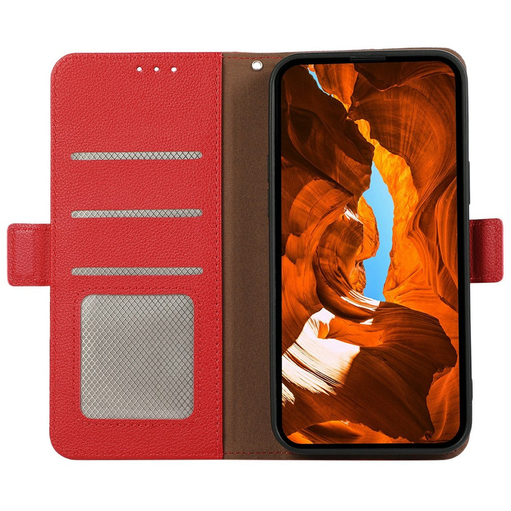 ABEEL For iPhone 17 Pro Max Case Litchi Texture Leather RFID Blocking Phone Cover - Red