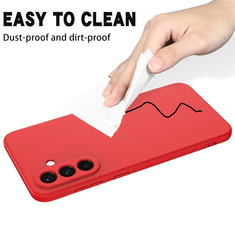 For Samsung Galaxy F56 5G / M56 5G Liquid Silicone Case Phone Back Cover with Hand Strap - Red