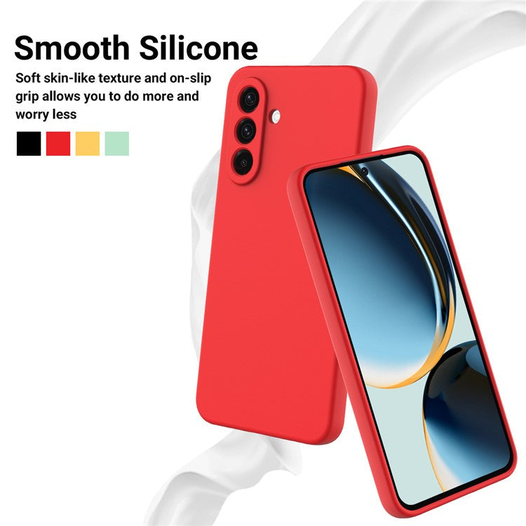 For Samsung Galaxy F56 5G / M56 5G Liquid Silicone Case Phone Back Cover with Hand Strap - Red