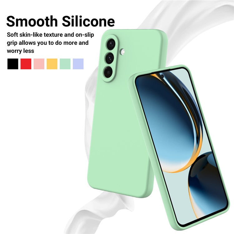 For Samsung Galaxy F56 5G / M56 5G Liquid Silicone Case Phone Back Cover with Hand Strap - Green