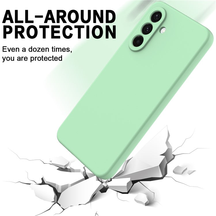 For Samsung Galaxy F56 5G / M56 5G Liquid Silicone Case Phone Back Cover with Hand Strap - Green