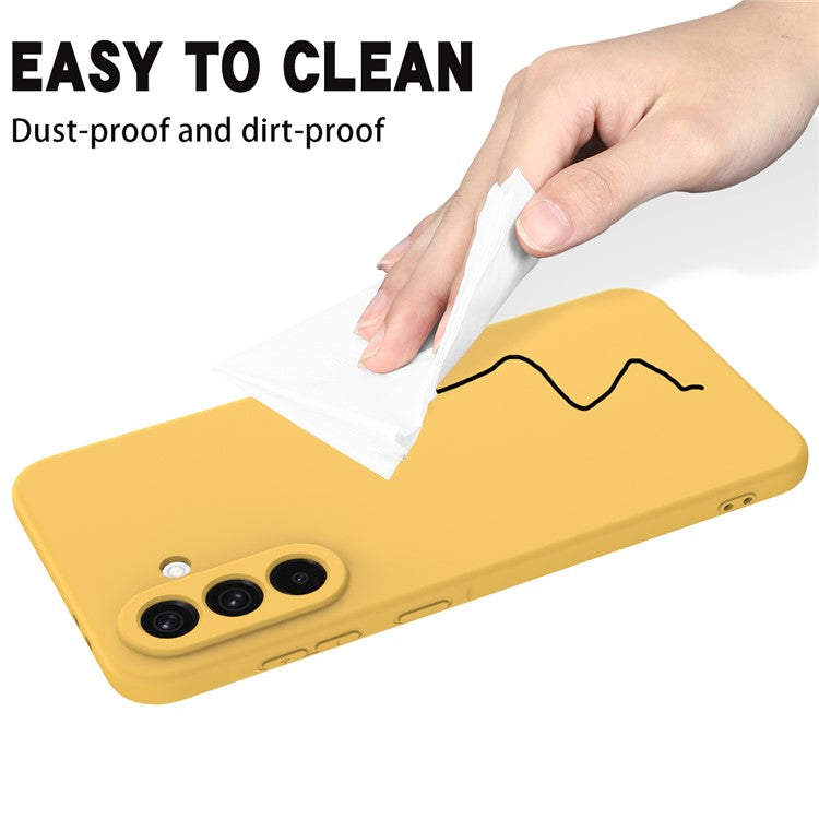 For Samsung Galaxy F56 5G / M56 5G Liquid Silicone Case Phone Back Cover with Hand Strap - Yellow