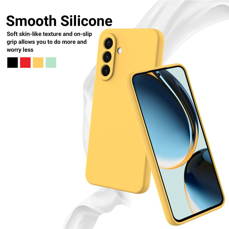 For Samsung Galaxy F56 5G / M56 5G Liquid Silicone Case Phone Back Cover with Hand Strap - Yellow
