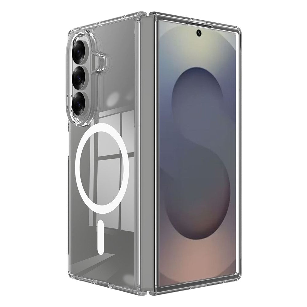 For Samsung Galaxy Z Fold7 5G Clear Phone Case Compatible with MagSafe TPU+Acrylic Back Cover - Clear