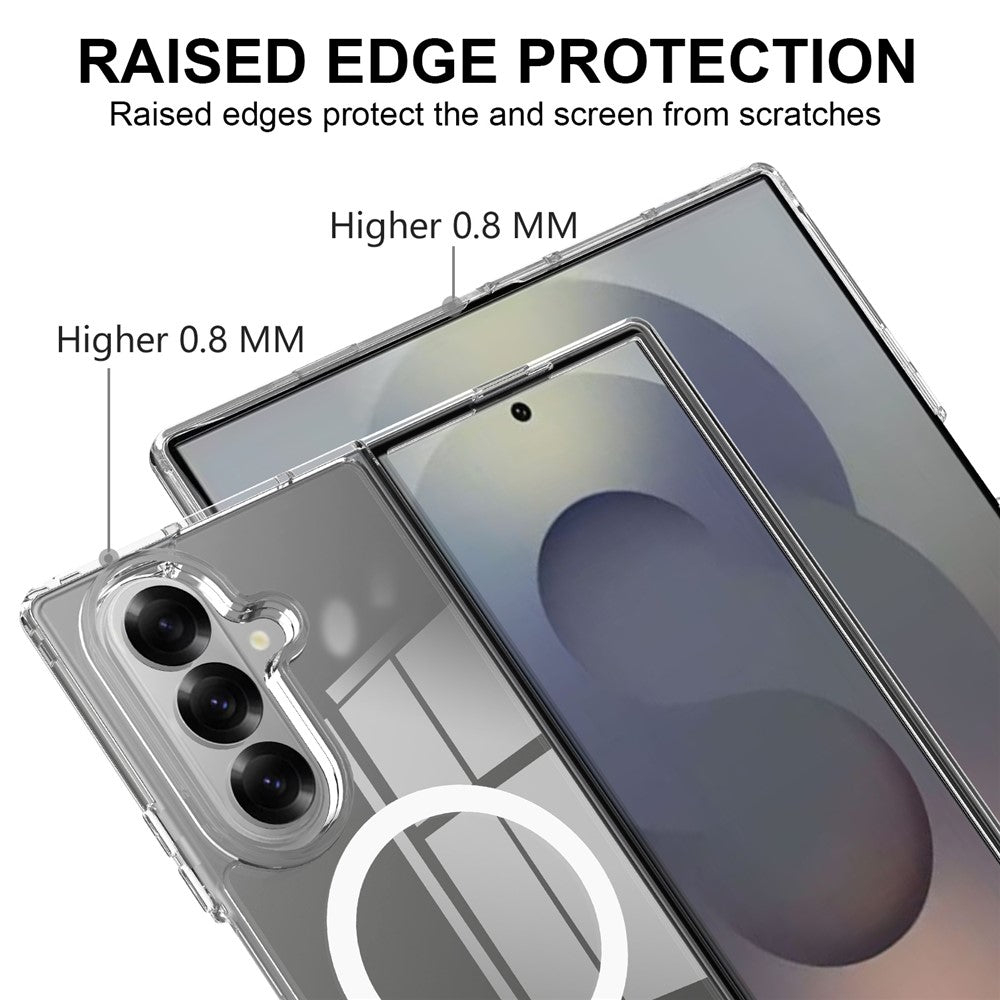 For Samsung Galaxy Z Fold7 5G Clear Phone Case Compatible with MagSafe TPU+Acrylic Back Cover - Clear