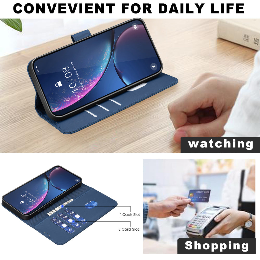 For Oppo Reno13 F 5G Case BINFEN COLOR BF35 Geometry Imprinted Leather Phone Cover RFID Blocking Wallet Stand - Blue