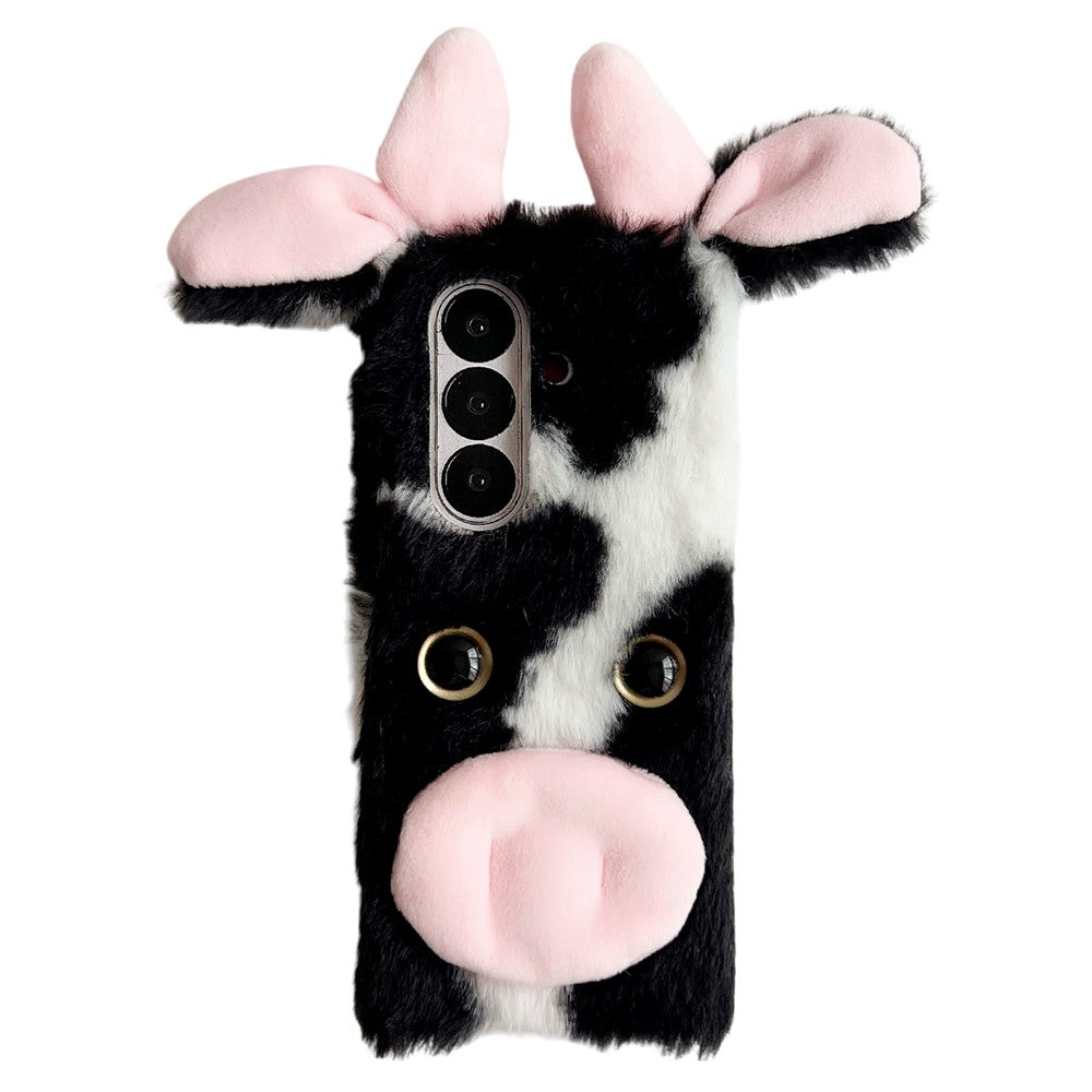 For Samsung Galaxy Z Fold7 5G Case Plush Cow Hard PC Protective Phone Cover - Blue