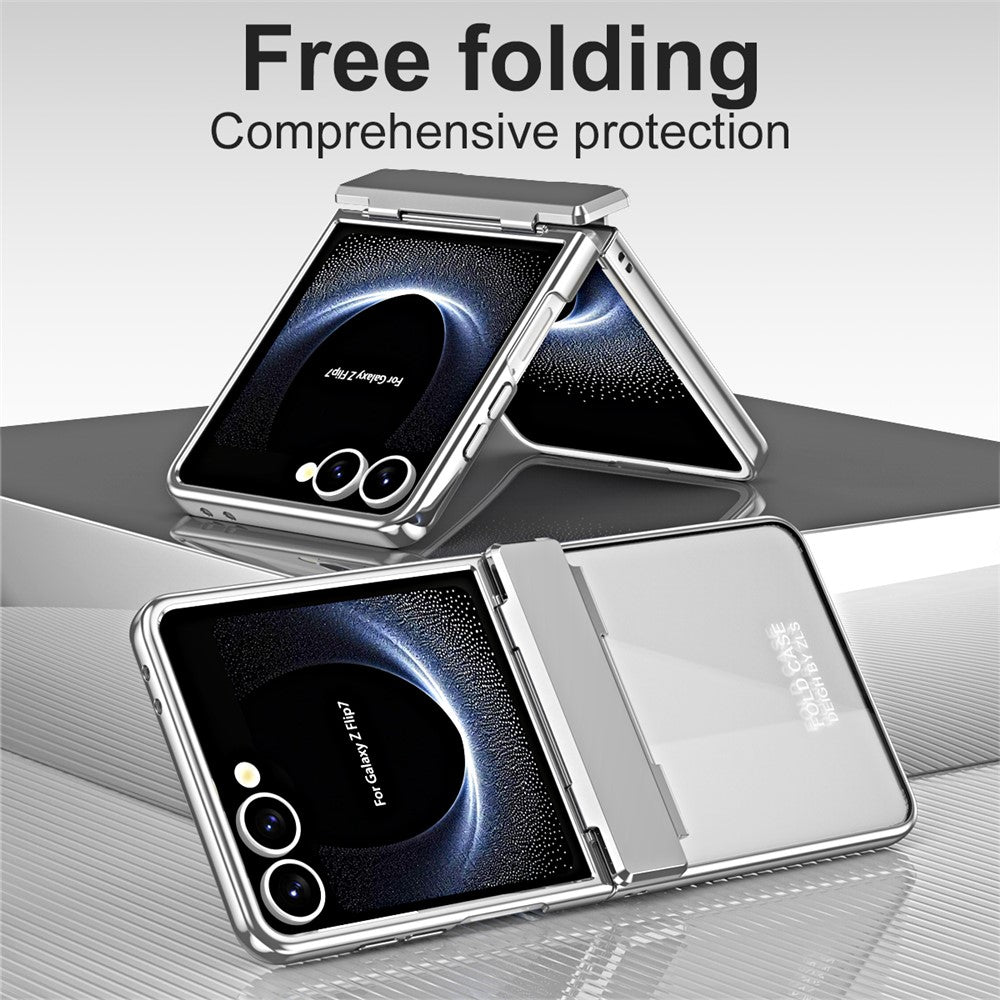 For Samsung Galaxy Z Flip7 5G Case Electroplating PC Folding Phone Cover - Silver