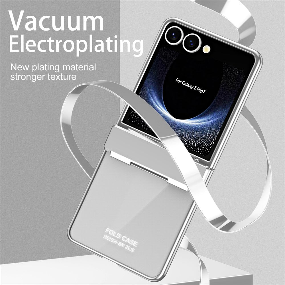 For Samsung Galaxy Z Flip7 5G Case Electroplating PC Folding Phone Cover - Silver