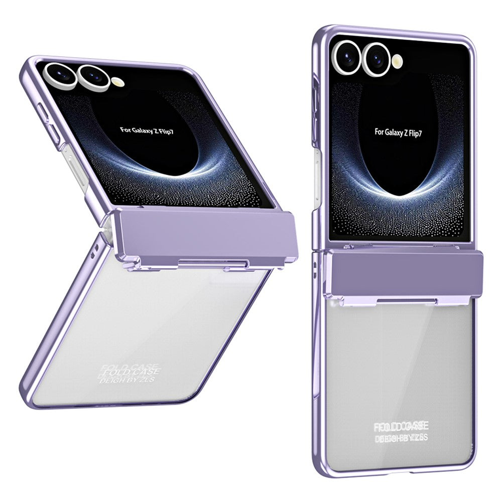 For Samsung Galaxy Z Flip7 5G Case Electroplating PC Folding Phone Cover - Purple