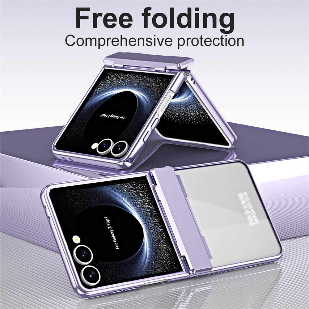 For Samsung Galaxy Z Flip7 5G Case Electroplating PC Folding Phone Cover - Purple