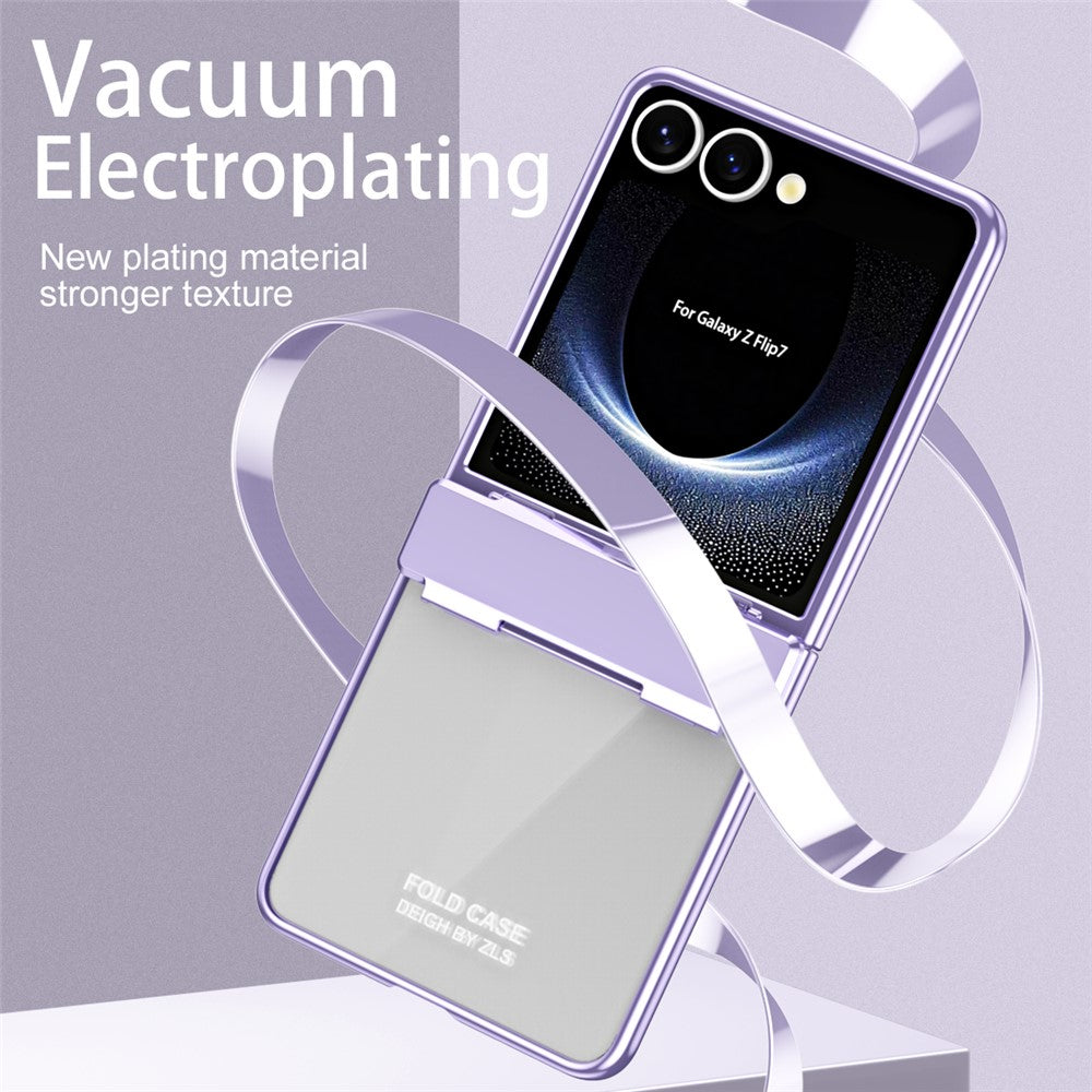 For Samsung Galaxy Z Flip7 5G Case Electroplating PC Folding Phone Cover - Purple