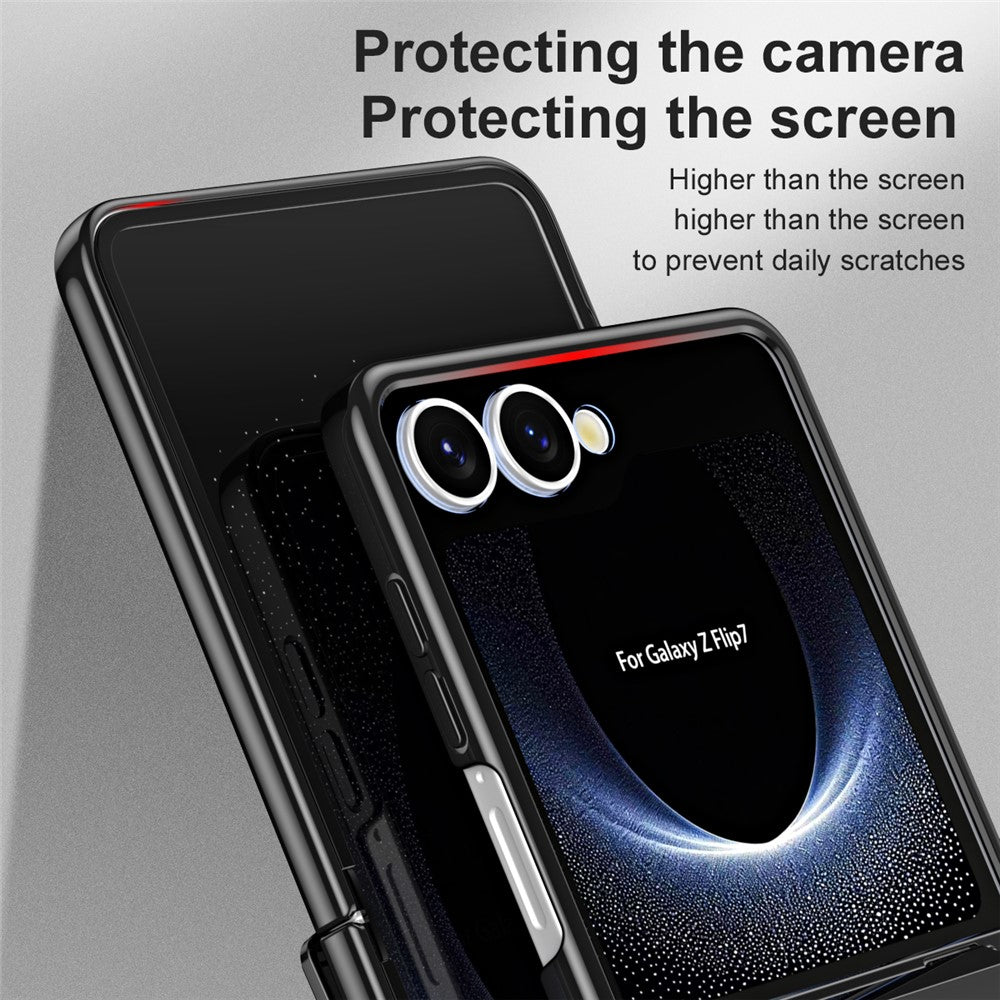 For Samsung Galaxy Z Flip7 5G Case Electroplating PC Folding Phone Cover - Black