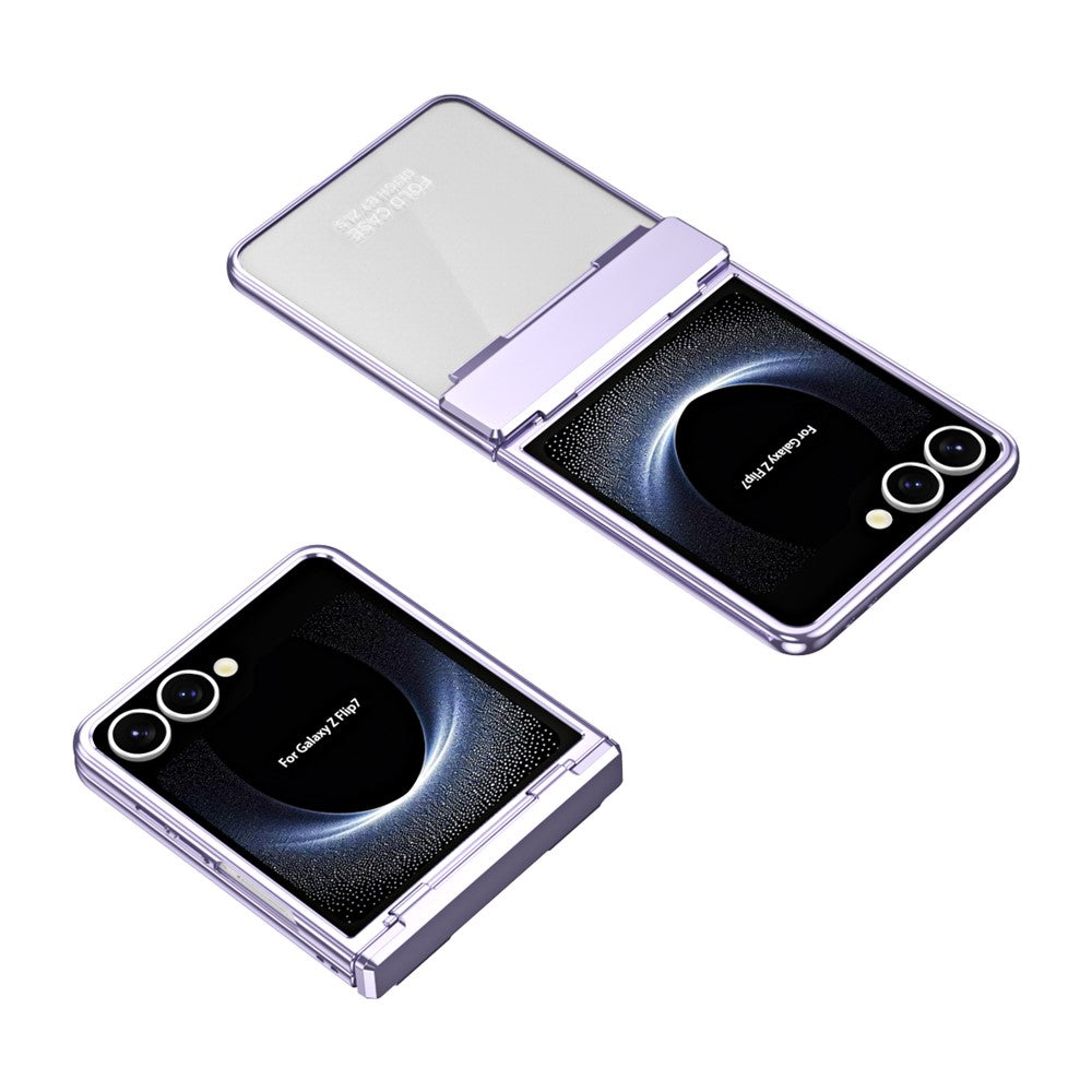For Samsung Galaxy Z Flip7 5G Case Electroplating PC Folding Phone Cover with Screen Protector - Purple
