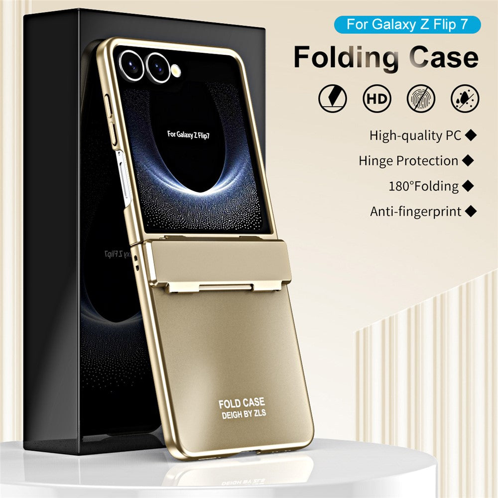 For Samsung Galaxy Z Flip7 5G Case Electroplating Hard PC Protective Phone Cover - Gold