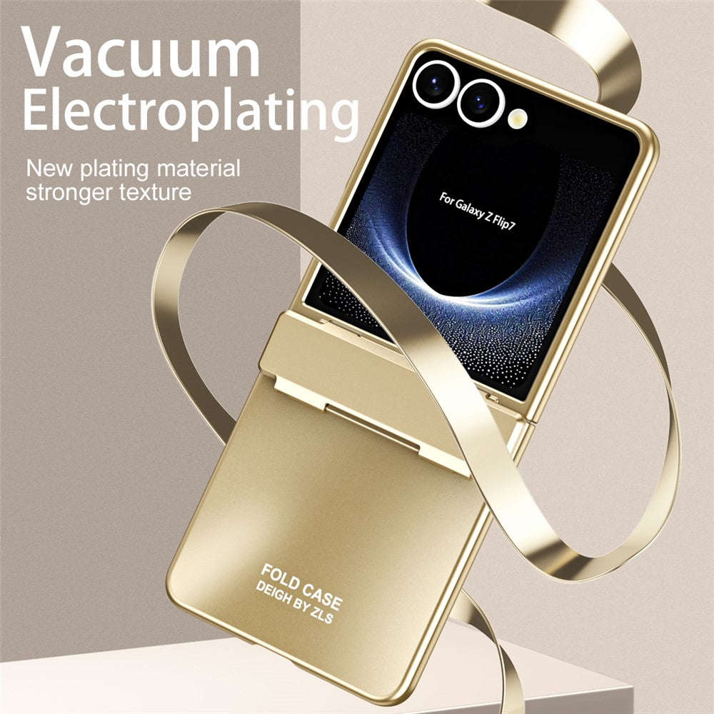 For Samsung Galaxy Z Flip7 5G Case Electroplating Hard PC Protective Phone Cover - Gold